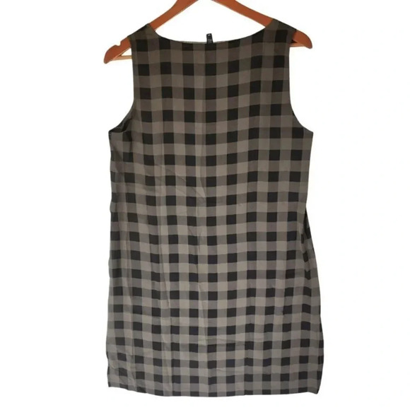 New $238 Eileen Fisher Tunic Dress Sz S/P Black Green Silk Buffalo Plaid Chiffon - Picture 11 of 12